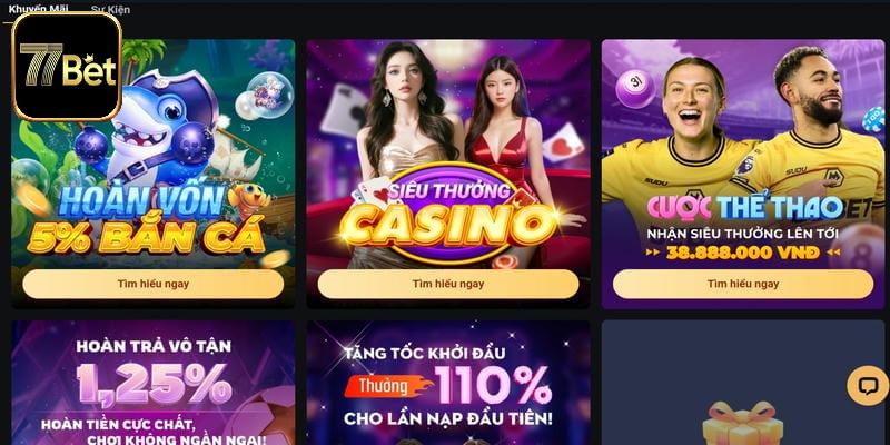 Những sự kiện khuyến mãi sôi động bậc nhất tại 77bet